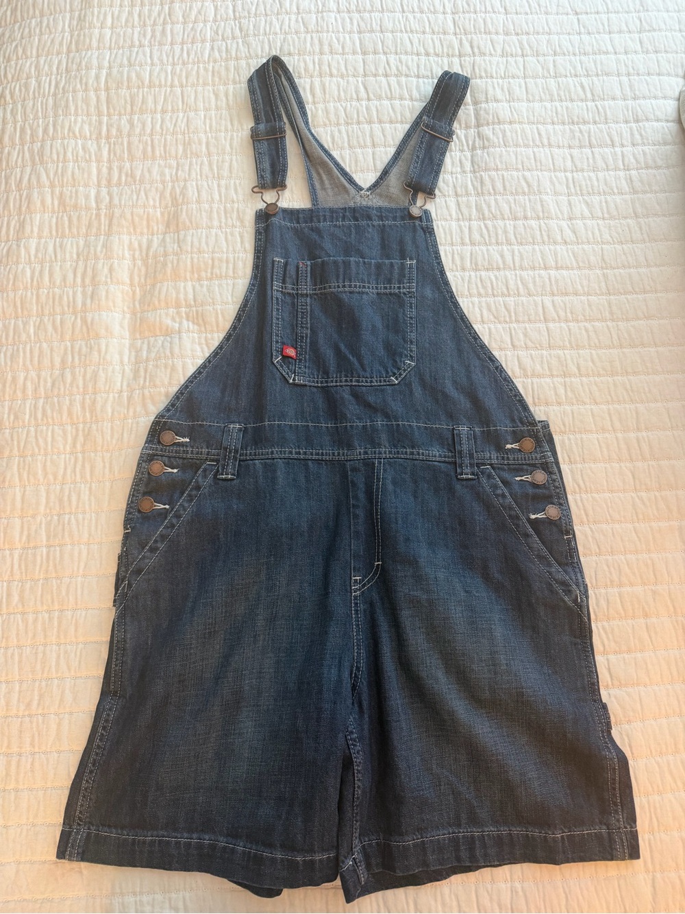 Dickies Denim Short Overalls with Front Pocket - Dark Wash